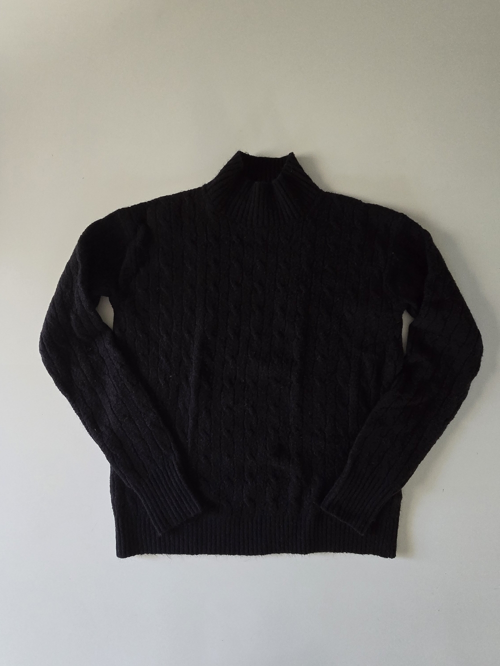 J. Crew Black Cable-Knit Turtleneck Sweater